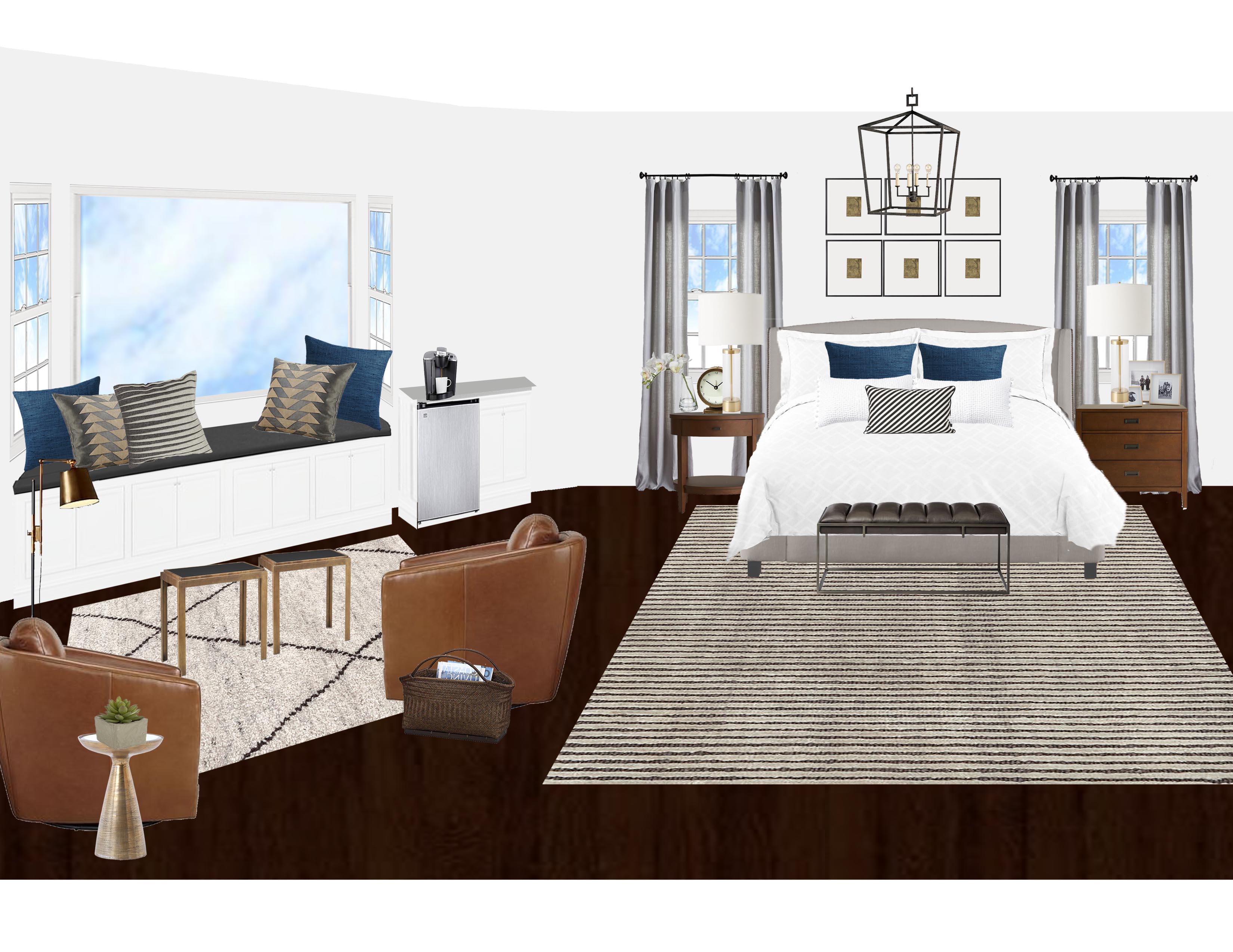 Clean Transitional Master Bedroom Virtual Interior